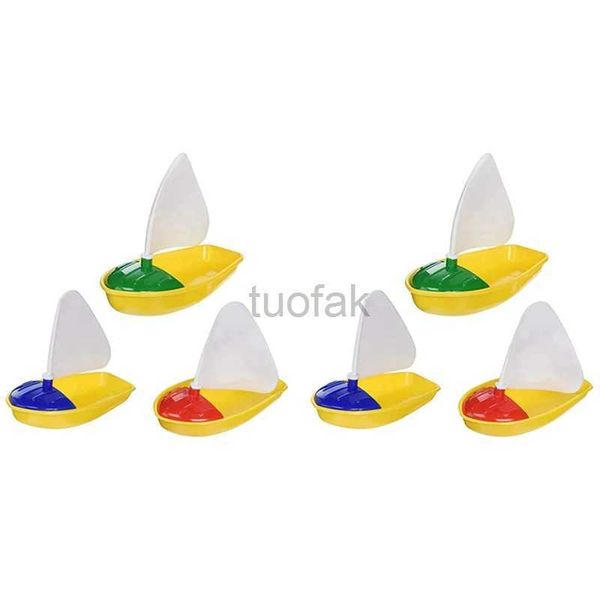 Badespielzeug 6pcs Badeboot Spielzeug Plastikplastik Segelboote Spielzeug Badewanne Segelbootspielzeug für Kinder (Multicolon Small+Middle+Middle+groß) D240507