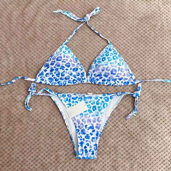 Сексуальные бикини купания для плавательного костюма для женщин роскошный синий леопардовый 3D -дизайнер дизайнер купальный костюм горячий весен