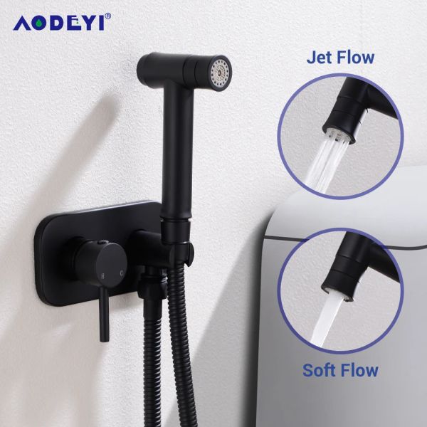 Set pirinç tuvalet bide sprey el temizliği bebek bezi sıcak soğuk siyah banyo duş seti altın douche seti taşınabilir püskürtücü jet