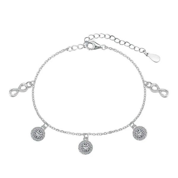 Bangle 925 Silver Charm Womens Infinite Symbol Sparkling 5a Циркон продвинутый дизайн