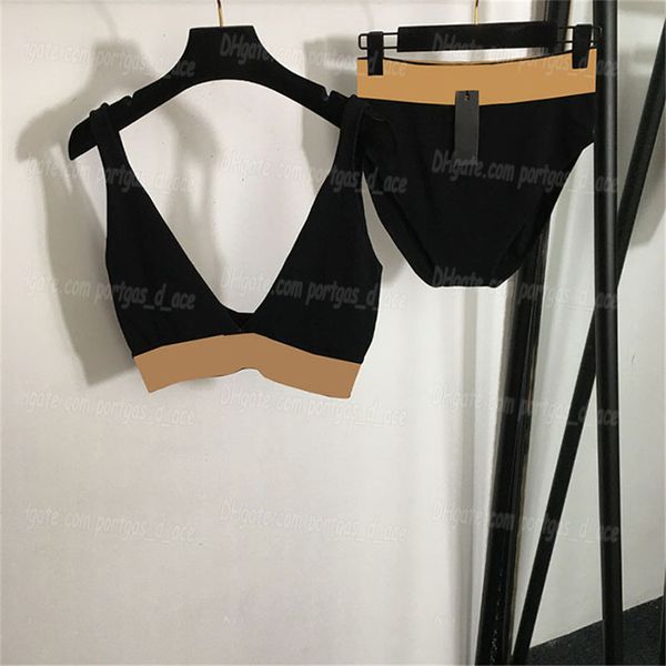 Mulheres de malha de roupa íntima Braia de praia Brieques pretos Wirefree Free Sporty Lingerie Bikinis Summer Summer Sexy Split Suit Swimsuits Lady Swims