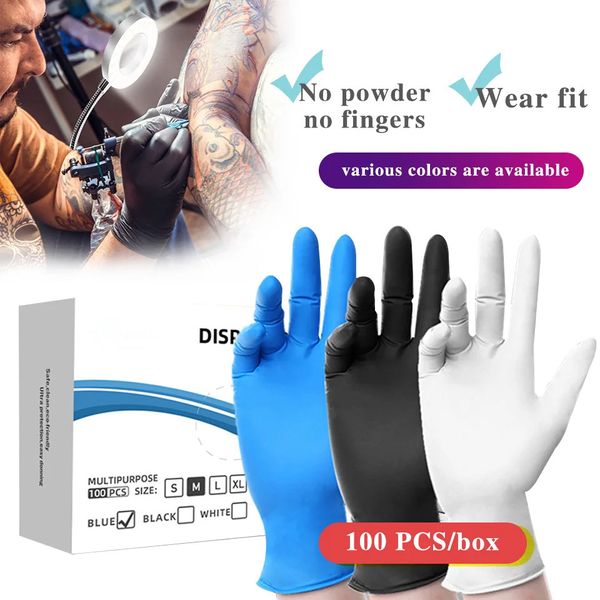 50100pcs Einweg Nitrilpulverfreie Handschuhe für Tattoo Haushaltsreinigung Schönheit Friseur Food Car Waschhandschuhe Werkzeuge 240506