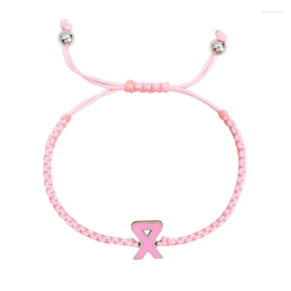 Strand Pink Ribbon Charme Armband Brustkrebserkrankungen Bewusstsein Armbänder Glaube Mut Stärke Inspirierender Armreifen Schmuck Schmuck