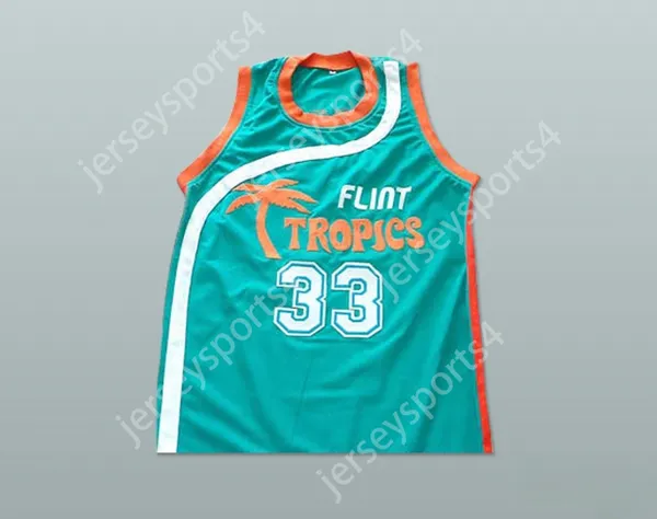 Custom Nay Mens Youth/Kids Will Ferrell Flint Tropics 33 Jackie Moon Teal Basketball Jersey Semi Pro Top Top S-6xl S-6xl