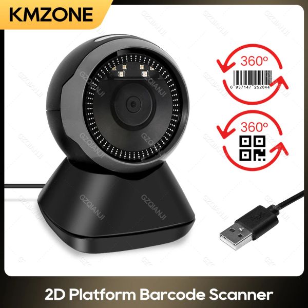 Сканер Scanners Scanner Scanner 2d Allround Desktop Автоматические определения данных Матрицы считывателя Supermarket Supermarket USB Barcode Reader 1D 2D QR -код