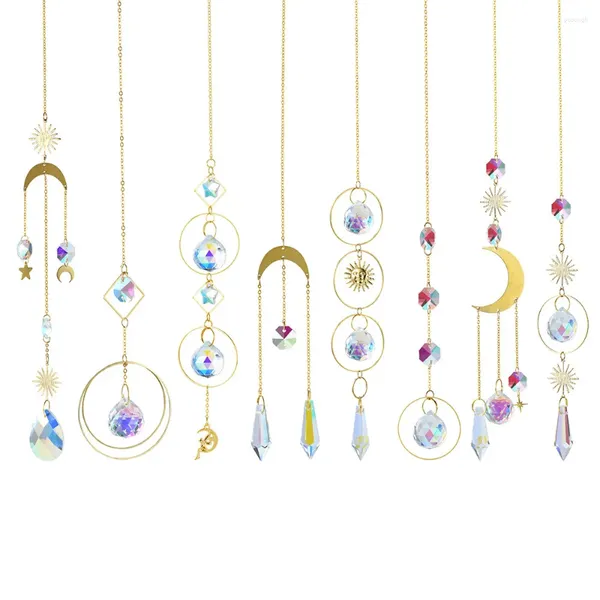 Decorações de jardim Crystal arco -íris suncatchers pendurando cristais apanhadores de sol com corrente para janelas decoração de casamento em casa prisma colorida