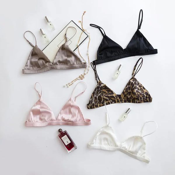 Femmina 88% seta reale 12% spandax non pad tazza di triangolo ogni giorno sexy wireless reggiseno libero braralette tg121 240506