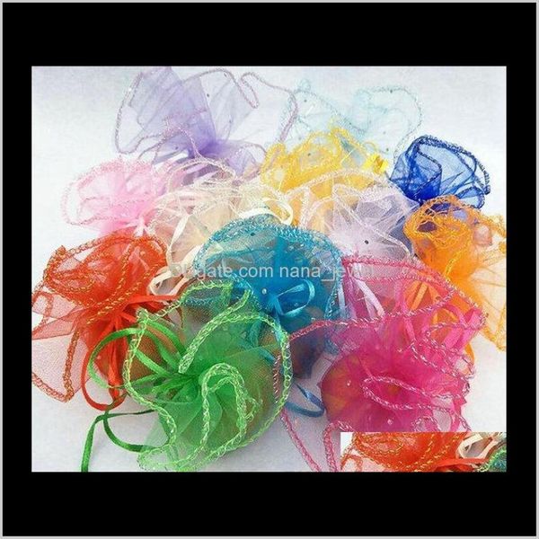 Bolsas de embalagem exibir entrega de gota 2021 navio 100pcs 26 cm de diâmetro Organza redonda de joias lisadas festas de casamento sacolas de doces u34lm 2850