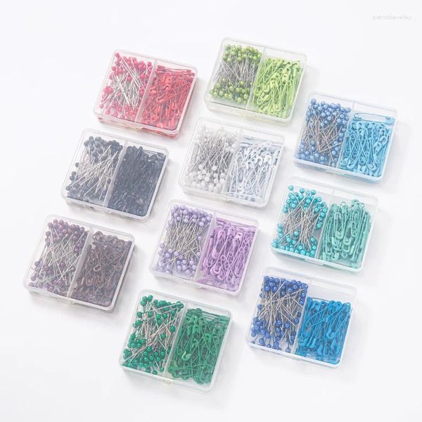 Broschen 100pcs Sicherheitsnadel und 50 PCS Perle Nadel Set tragbare Verpackung Mehrere Farben verfügbare Strassdekoration Hijab Brosche