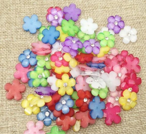 100pcs 15mm Harz Strass -Blume Blume Perlen Perlen Button Flach zurück zum Scrapbooking Craft DIY Hair Clip Accessoires8761056