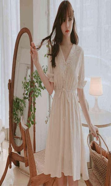 Новое кружевное летнее платье девушки Boho Party Chefon Wintage Press White White Rowereve Женщины платья Robe vestido y12048247930