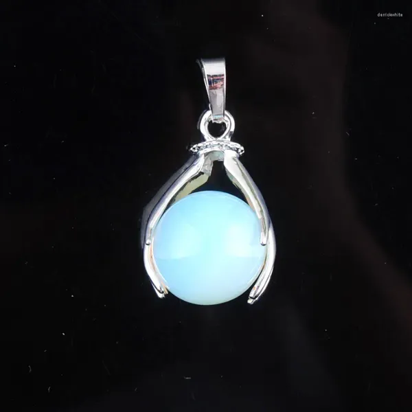 Подвесные ожерелья Wojiaer Natural Crystal Palm Mineral Gem камень белый опал круглый шариковый шарика для мужчин для мужчин женское ожерелье n3157