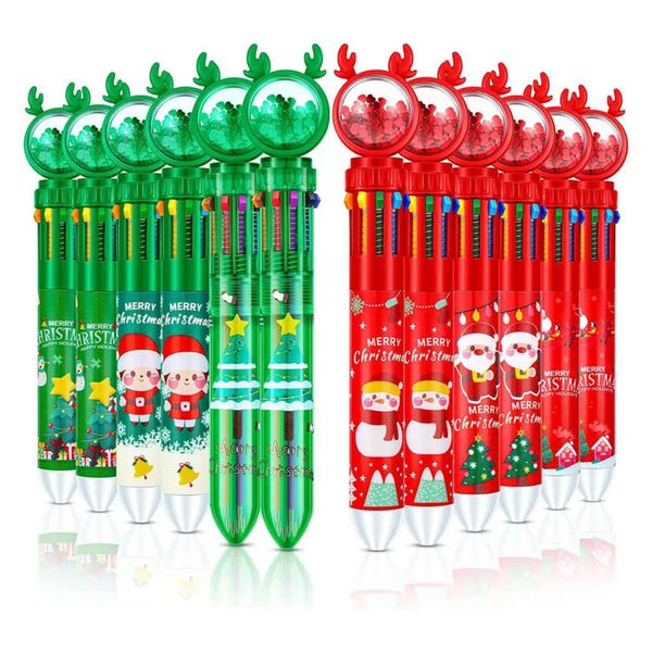 Antlers 0,5 mm mm Ballpoint a scomparsa 10 in 1 10 in 1 Snowman Santa Snowman Babbo Natale Scrivere penne per materiale scolastico per uffici regalo di Natale