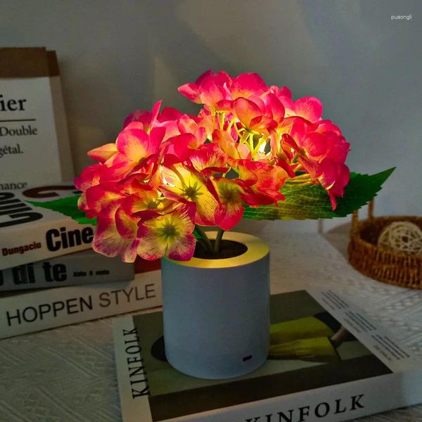 Lâmpadas de mesa LEDA LUZ NOITE SIMULAÇÃO Lâmpada de flor Decoração de decoração atmosfera Presente romântico em vaso para escritório/quarto/bar/café