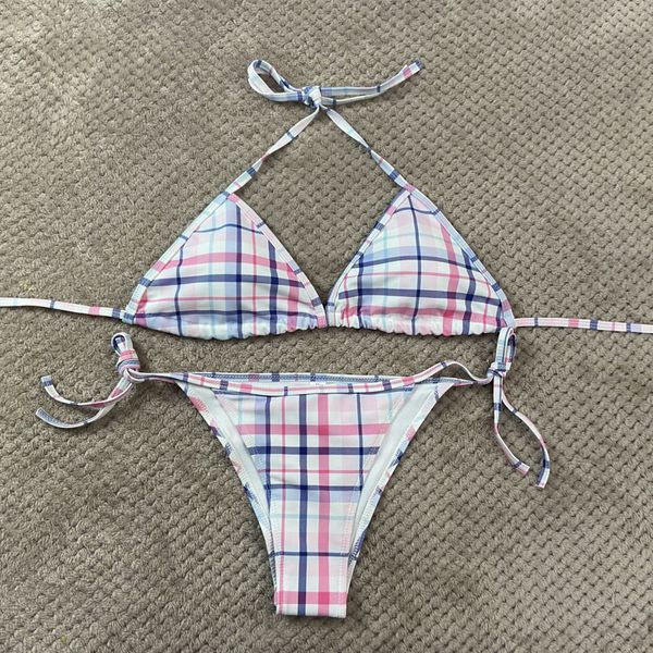 Sexy Bikini Badeanzug Schwimmanzug für Frauen Luxusgitter Plaid 3D -Print Designer Badebekleidung Schwimmanzug Heiße Frühlingsbadeanzüge Sommer Beach Maillot de Bain