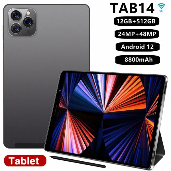 PC gal sürümü yeni Tab14 tablet PC 8 inç Android 12 Bluetooth 12GB 512GB DECA Çekirdek Google Play WPS 5G/4G WiFi Sıcak Satış Dizüstü Bilgisayar