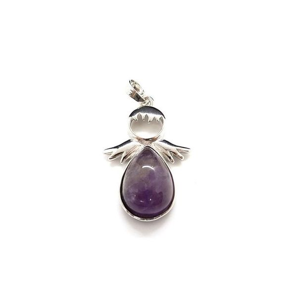 Подвесные ожерелья Jln Симпатичные угол крылышки Gemstone Lapis Rose Quartz Amethyst Tiger Eye Pendants с ожерелье из нержавеющей стали для DH7OM