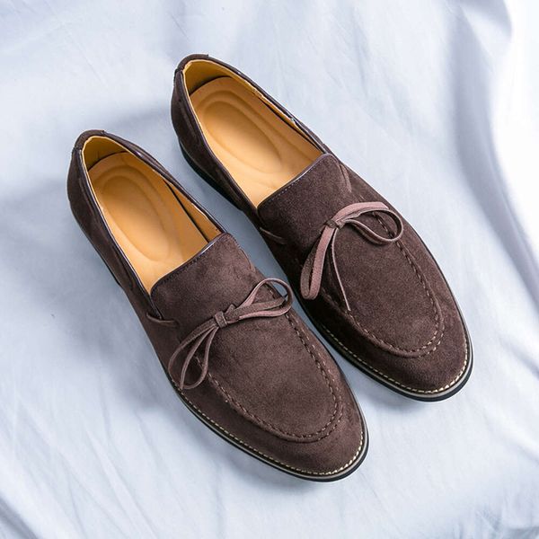 Butterfly-Knot Tassel Causal Men Slip-On Sloaffers Suede Mocassin Business Business Pea Blue Brown Sapatos verdes