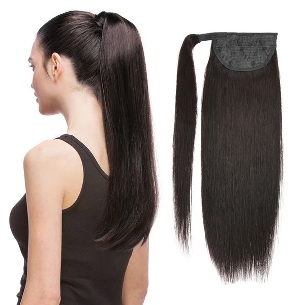 BHF -Pferdeschwanz menschliches Haar Remy Remy Straight European Ponytail Frisuren 100g 100% natürliches Haar Pferdschwanzclip in Erweiterungen 240507