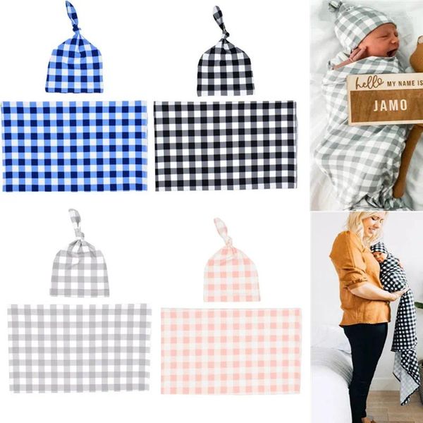 Battaniyeler 2 adet doğumlu bebek alıcı battaniye şapka seti uyku kundak muslin sargısı kapağı kiti bebek yatma kozası