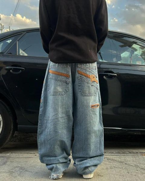 Herren Jeans Streetwear Streetwear Europäische Retro-Mode 2024 Lose für Männer Y2K Harajuku Hip Hop High Street Weitbein Hosen Kleidung