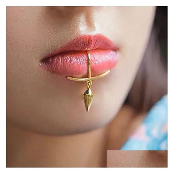 Nasenringe Stollen gefälschter Lip Piercing Schmuck Keine Labret Faux Lipring Edelstahl Blei Nickel Körper 231019 Drop Lieferung DHUBC