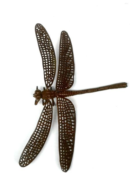 Figurine decorative 4.7 In cinese Mobile Bronzo fatto mobile adorabile Dragonfly Statue Decoration Regalo