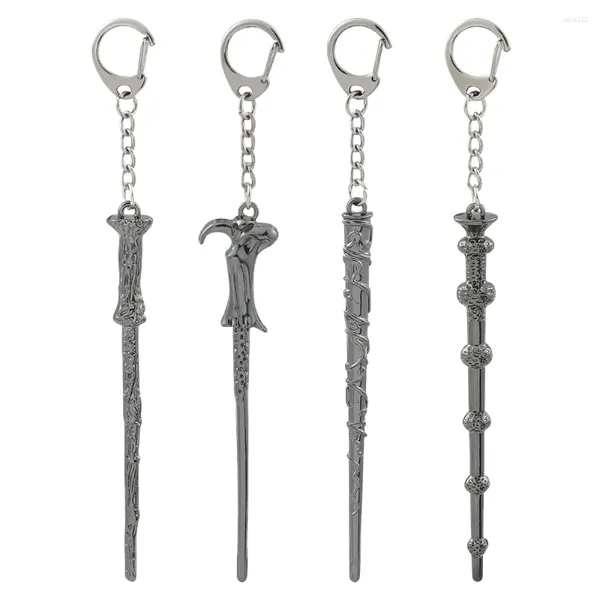 Keychains Trend Movie Schlüsselketten Cosplay Requisiten Magie Wand Stand Metall Anhänger Keyring Car Rucksack Schlüsselhalter Vintage Schmuckzubehör Geschenk