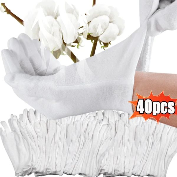 Luvas novas luvas de trabalho de algodão macio branco para manuseio de mãos de filme seco Spa de luvas cerimoniais de luvas esticadas altas ferramentas de limpeza doméstica