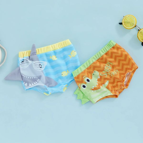 Costumi da bagno per bambini bambini casual pantaloncini da nuoto elastico band stampato di squalo elastico costume da bagno estate veloce con design dei cartoni animati