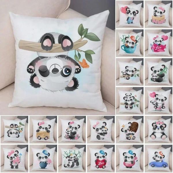 Travesseiro de travesseiro Capa de travesseiros panda para crianças decoração de quarto kawaii brophcase brophcase Room Sofá carro escritório cadeira de cadeira de capa quadrada