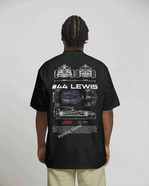 Camisetas masculinas Nova chegada da Inglaterra Fórmula de uma camiseta Lewis Hamilton Racing Driver Short Slve Brand Men T-shirt Kid Summer SLVE SLVE T240506