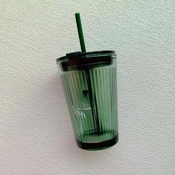 Tazze caffè tazza mini piccola paglia verde doppio sorso in vetro scuro alto livello di aspetto tavolino latte d'acqua
