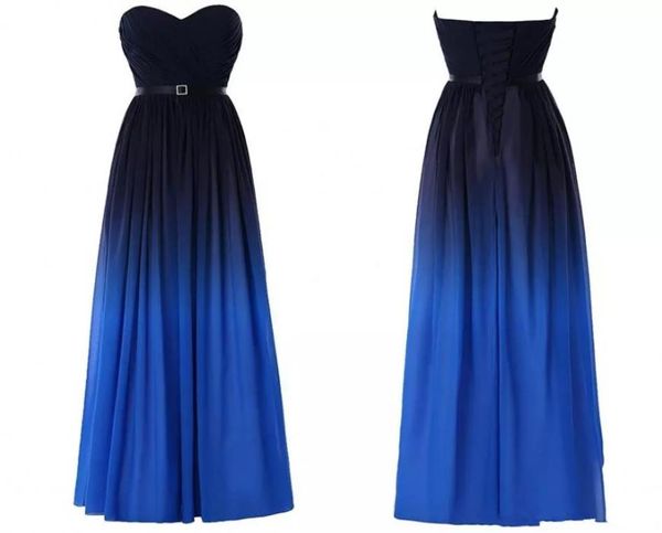 Abito da ballo Black Blue Ombre Long Chiffon A Line Plus size Formale Formale Partito serale Celebrity Gown4159850