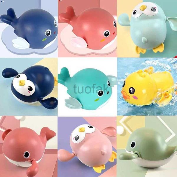 Banyo oyuncakları yeni bebek banyo oyuncakları yüzme havuzu banyo ördekler karikatür hayvan balina yengeç zincir saat çalışması su oyuncakları bebek için 12 24 ay d240507