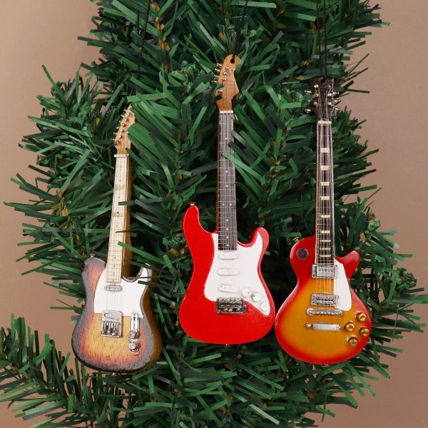 Miniaturen String Miniatur Gitarre Replik Hängende Ornament Elektrikbass Geige Mini Musikinstrument Holiday Tree Weihnachtsdekoration