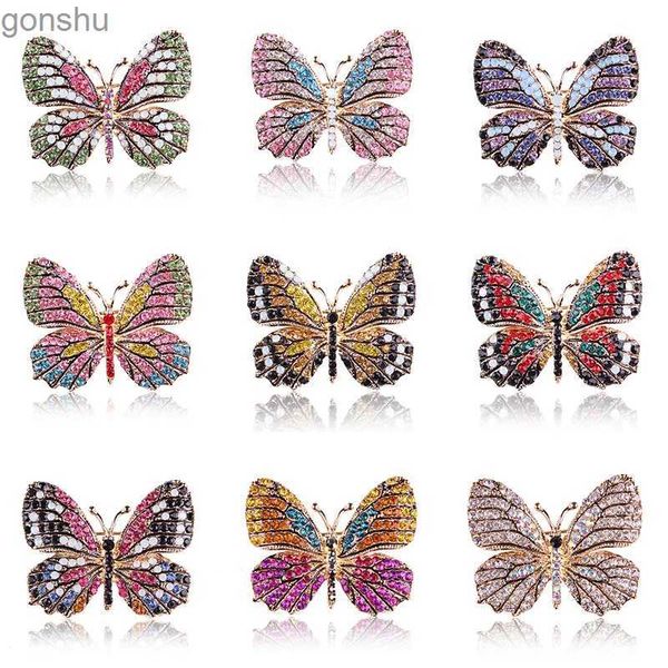 Pins Broschen Vintage Strass Schmetterling Brosche Emaille Broschen Kristall fliegende Insektenbrosche Dekoration Schmuck Geschenk WX WX