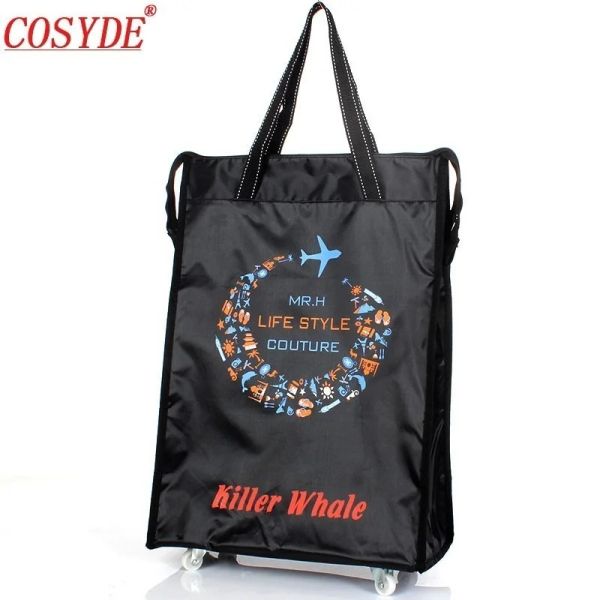 Bags CoSyde Frauen Männer Reisen Reisen Tasche Zusammenklappbarer Damen Einkaufstasche Lebensmittel Mangel Trolley Bag Wheel Bag Tragbarer Lagereinkaufswagen