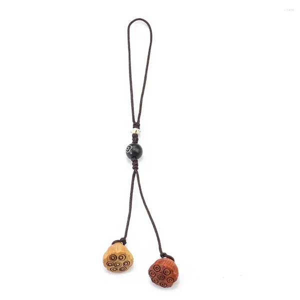 Figurine decorative in mogano naturale in legno in legno intagliato a mano intagliato fiore di buon auspicio perle distanziali perline a pendente a pendente amuleto