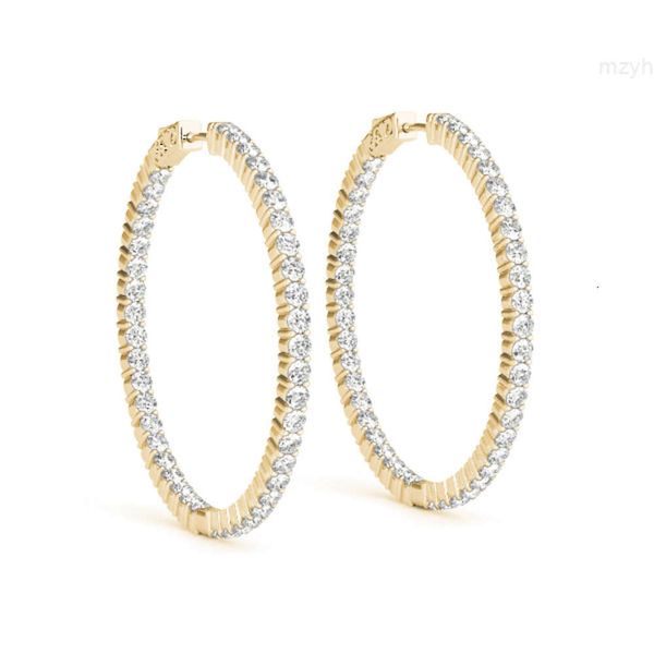 0,75 polegadas de dentro para fora de pavimento de pavimento Brincos de argola grande 925 prata esterlina 10k 14k 18k Gold White Mulher Homens Men