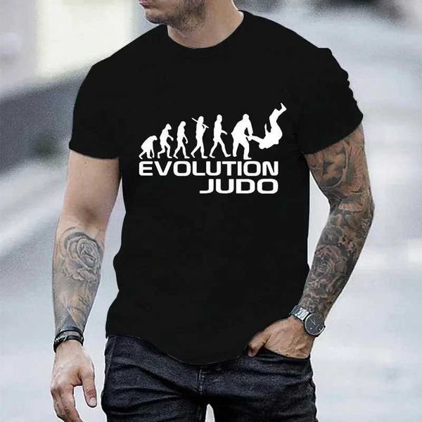 Camisetas masculinas novas camisetas de verão evolução de tsshirt de judô Homens engraçados adultos tshirts o-pescoço curto slve t camisetas judo gráfico ts tops tops t240506