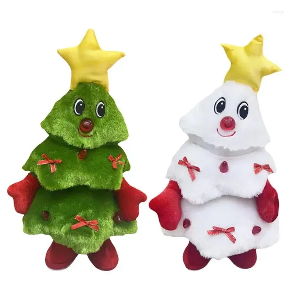 Estatuetas decorativas dança musical árvore de Natal Doll Electric Singing Toys para mesa de café Mesa de café