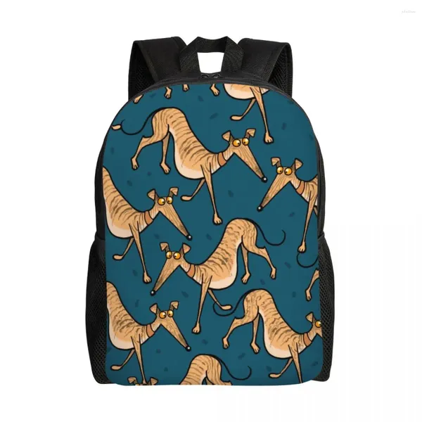 Mochila personalizada Kawaii Greyhound Dog Mackpacks Mulheres homens livros de moda para faculdades sacolas Whippet