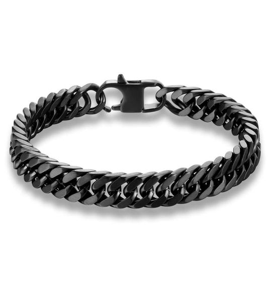 Hochwertige neue Lassa Schwarzes Armband Stahl Männer039s Persönlichkeit Charme Square Clasp Armband 7206353516