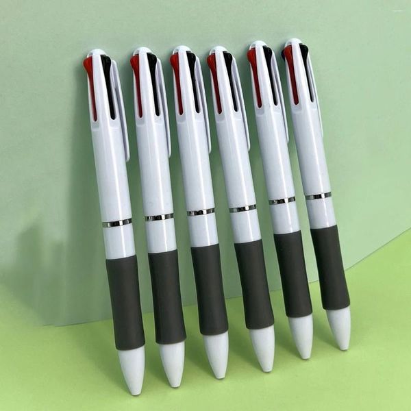 6pcs de canetas de esferográfica tricolor assinatura multicoloria para aprendizado de escritório