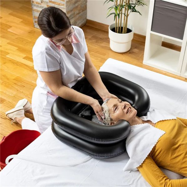 Cuscini per lavaggio dei capelli portatili per il bacino disabilitabile shampoo vasca per bacino letto di riposo ausilio per assistenza al lavandino del bacino di bacino di shampoo