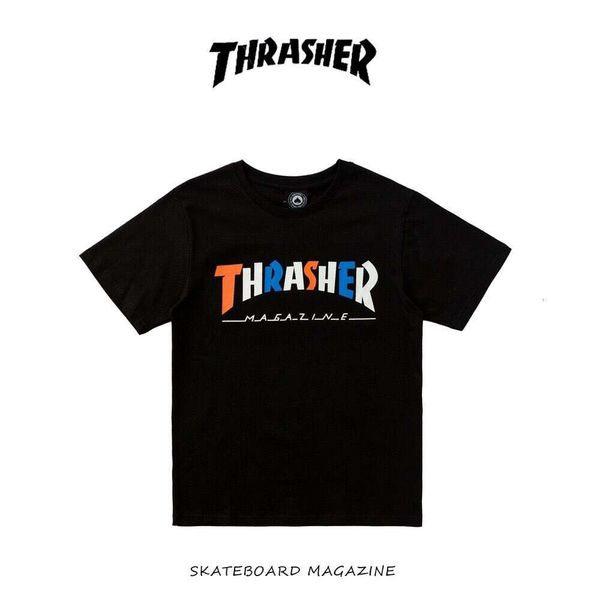 Thrasher T-Shirt Tasarımcı Tee Lüks Moda Erkek Tshirts Alev Klasik Yüksek Baskı Pure Pamuk Gündelik Gevşek ve Rahat Kısa Kollu