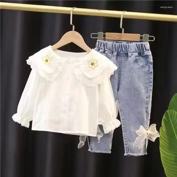 Set di abbigliamento abiti per ragazze Summer Fashion Kids 2 pezzi Outfit Outfit Suit da pista per jeans pantaloni