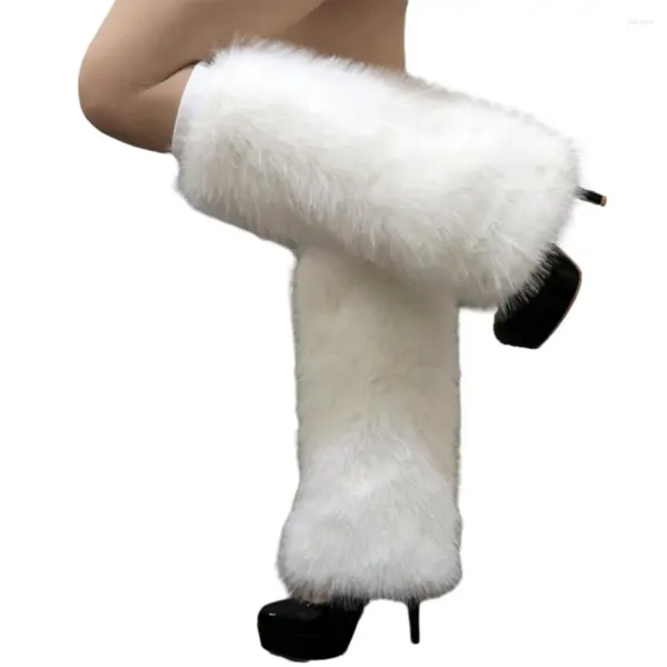 Mulheres meias imitação feminina de pêlo até o joelho, abrange acessórios de moda em sólido para o inverno