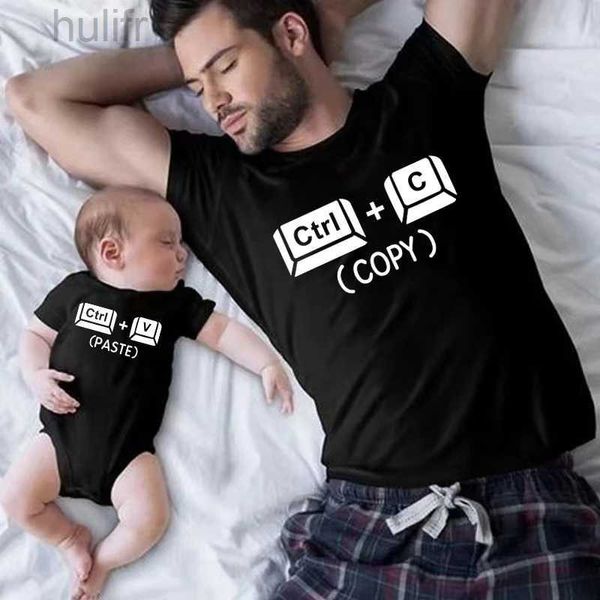 Семейные подходящие наряды Семейная выглядение Ctrl C Ctrl v Tshirts Смешную семью подходящие рубашки Отец Дочь Сон наряды папа Мама и я детская детская одежда D240507